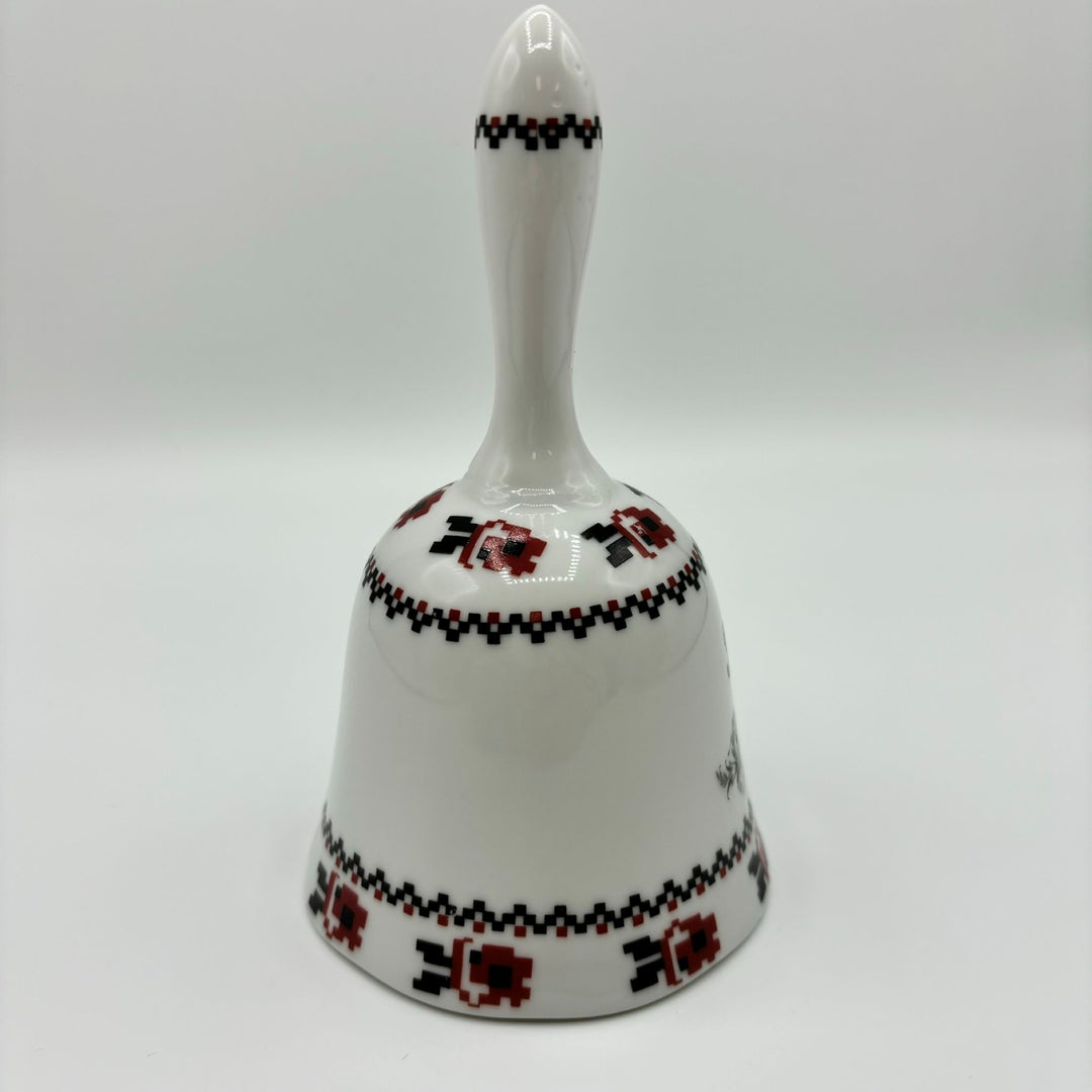 Ceramic bell in white, red and black