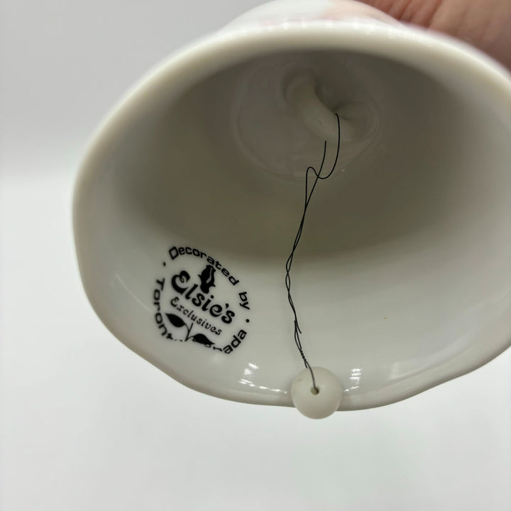 Ceramic bell in white, red and black