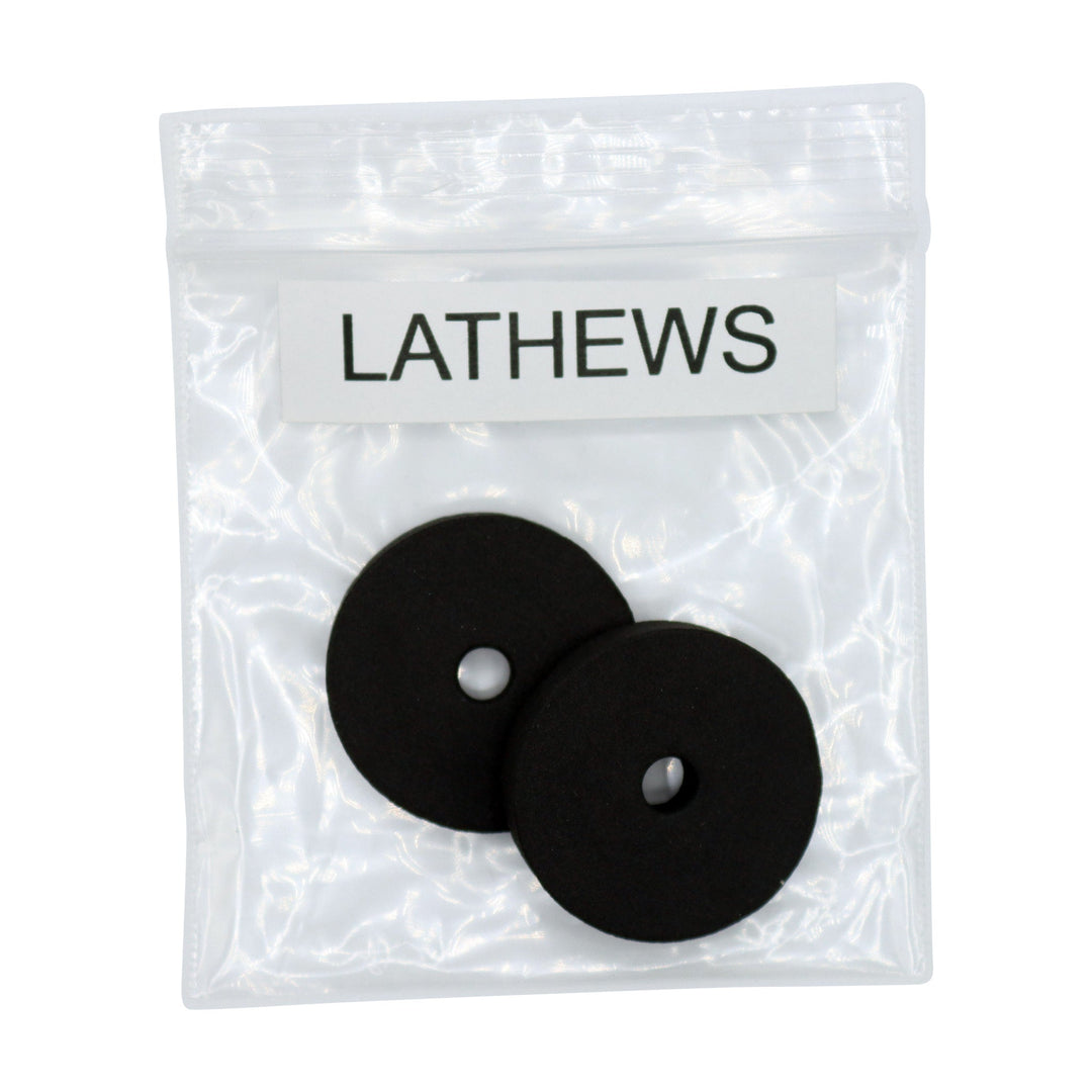 Two black foam rubber washer inserts for craft lathe