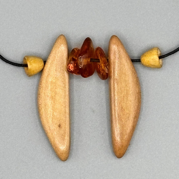 Bead Necklace with Amber and Wood